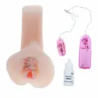 BAILE Ultra Realistic Vibrating Intimate Machine silikona divu ieeju masturbators – miesas krāsa — Foto 3