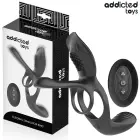Addicted Toys Double Ring System with Multi-Zone Vibrating Stimulator – Black — Photo 1