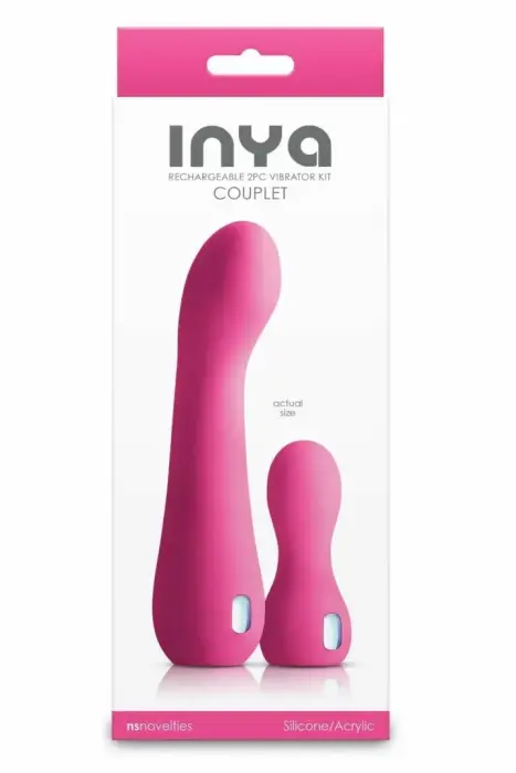 INYA Couplet Pink Set – двойной вибрирующий набор с пулей и изогнутым устройством – розовый