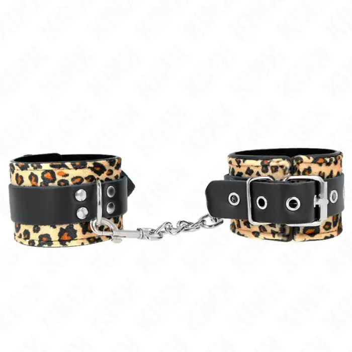 KINK Leopard регулируемые фиксаторы для запястий из натуральной кожи 18-29 см x 5.5 см