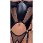Cottelli Bondage – matēts bodijs ar zeķturiem, stringiem un rokudzelžiem – melns – M — Foto 8
