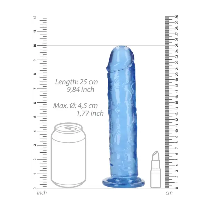 Taisns reālistisks dildo ar piesūcekni – 25 cm (9.8″) – Caurspīdīgs Foto 5