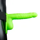 Pimedas helendav sooniline õõnes strap-on dildo munanditega – 21 cm (8.3″) – roheline — Foto 3