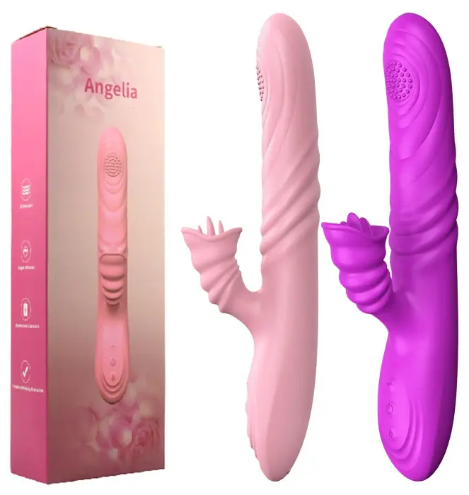 Angelia vibrators ar kustību, rotējošu vārpstu un mēles stimulatoru – 20 cm (7.87″) – violets Foto 8