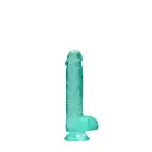 Reālistisks dildo ar sēkliniekiem un piesūcekni – 17 cm (6.7″) – Caurspīdīgs — Foto 7