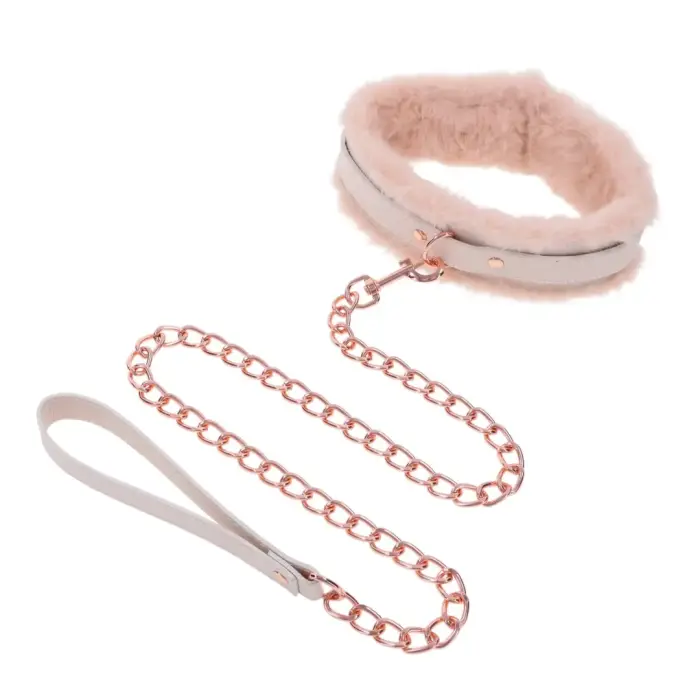 Sportsheets S&M Peaches 'n CreaMe Adjustable Fur Collar & Leash Set – Peach