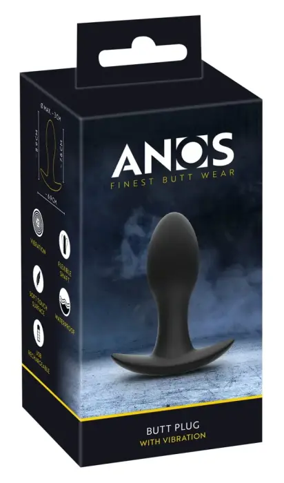 ANOS Vibrating Butt Plug – 8.9 cm – Black