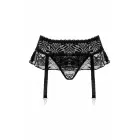 Christine – kõrge vöökohaga pitsilised stringid volangid ja sukahoidjarihmu – must – L/XL — Foto 4