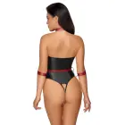 Cottelli BONDAGE bezlencu bodijs ar atvērtu starpkāju – melns/sarkans – S — Foto 9
