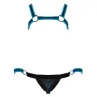 Svenjoyment Bondage men's jock set – harness, jock, 2 cuffs – black/blue – L — Photo 6