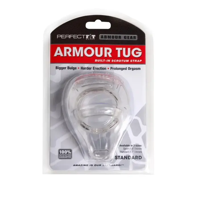 Armor Tug – Cock Ring with Ball Strap – Clear