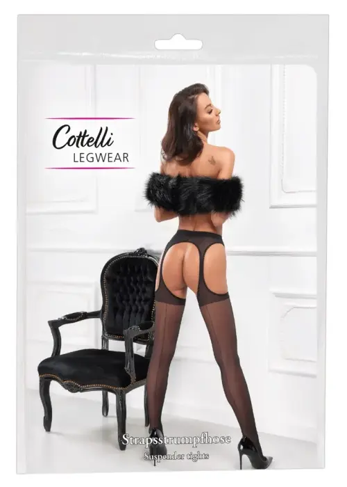 Cottelli LEGWARE zeķtura zeķes ar atvērtu starpkāju – melnas – S