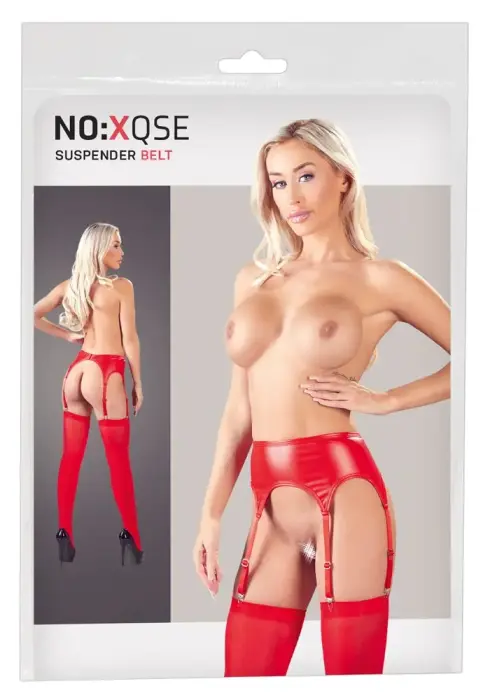Red Matte Look Suspender Belt – S/M