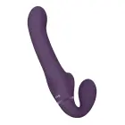 Ai strapless strap-on vibratorius su dviguba vibracija ir oro bangų stimuliatoriumi – violetinis — Nuotrauka 4