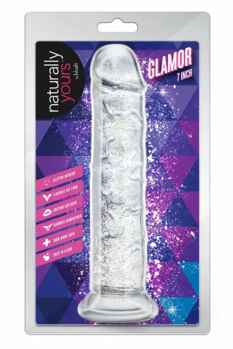 NATURALLY YOURS Glamor Sparkling – spīdošs elastīgs dildo – caurspīdīgs – 17,8 cm