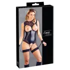 Cottelli Collection Matte Look Body with Lace, Open Cups and Garters – Black – XL — Photo 1