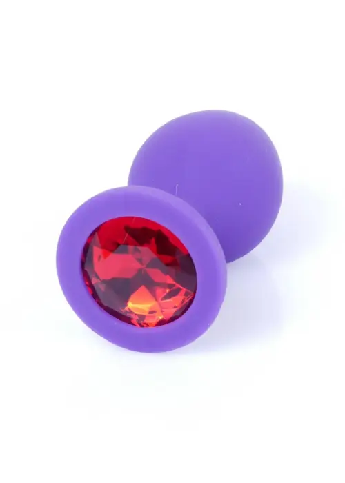 Plug-Jewellery Фиолетовая анальная пробка с красным бриллиантом – 8 cm (3.1″)