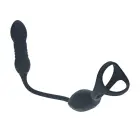 Vibrating and Thrusting Silicone Tri O Cockring with Prostate Stimulator - Black — Photo 4