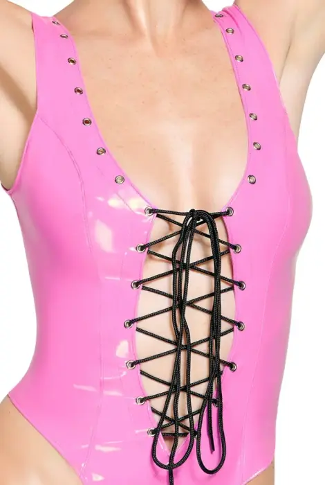 Black Level Vinyl Bodysuit – Pink – S Photo