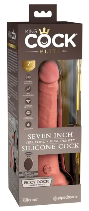 King Cock Elite duālā blīvuma silikona vibrators – 18 cm (7″)