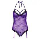 Lace Teddy with Open Crotch – Purple – L/XL — Photo 6