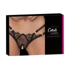 Cottelli LINGERIE открытые стринги с декором из страз – чёрные – M/L — Фото 1