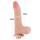 Sliding Skin dvigubo sluoksnių dildo – 21.5 cm (8.5″) – Kūno spalva — Nuotrauka 2