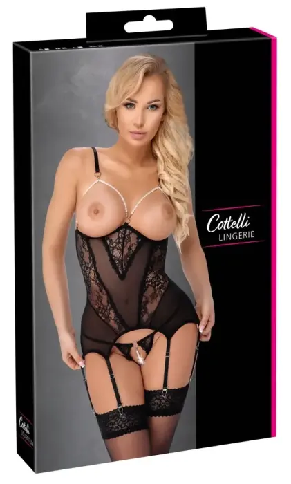 Cottelli Lingerie cami tipo dirželių komplektas su perlais – S