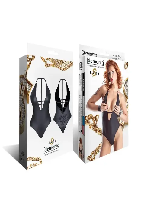 JENNIFER001 Wetlook bodijs – melns – L Foto 3