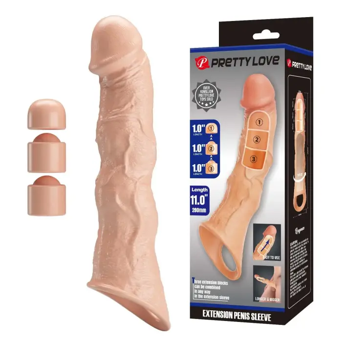 Pretty Love Extension Penis Sleeve with Modular Length Blocks – 28 cm