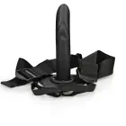 Teksturēts izliekts dobs strap-on komplekts – melns Foto 5