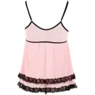 Розовый комплект бэбидолл Cottelli Collection с трусиками и кружевной отделкой – 2XL — Фото 7