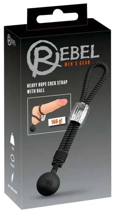 Rebel Heavy Rope Cock w Ball dzimumlocekļa gredzens ar bumbiņu – melns