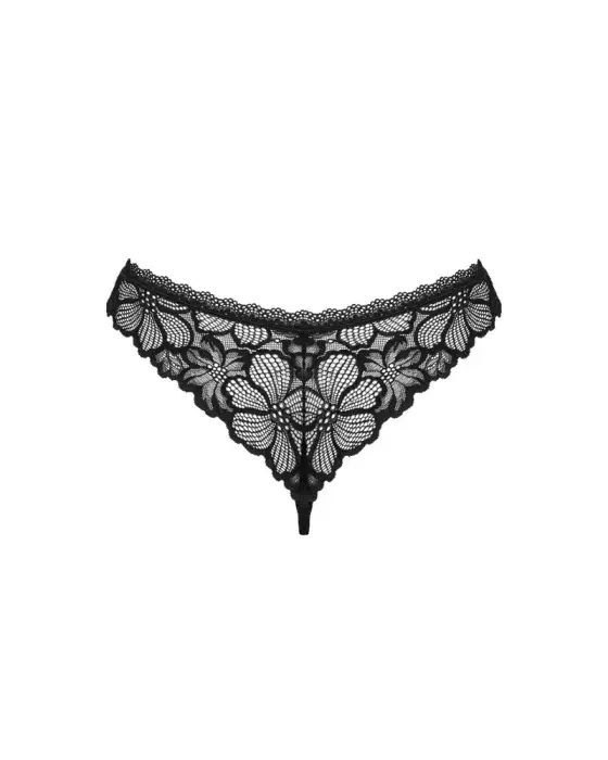 OBS Serafia ziedu mežģīņu stringi – melni – XL/2XL Foto 4