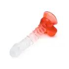 Kiotos Cox krāsains dildo ar piesūcekni – 22.5 cm (9″) – Caurspīdīgs/Sarkans — Foto 6