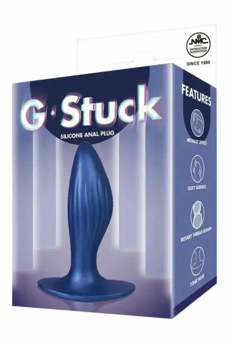 NMC 4.5 Inch Silicone Anal Plug – silikoninis analinis kaištelis su T formos pagrindu – metalinis mėlynas – 11,4 cm