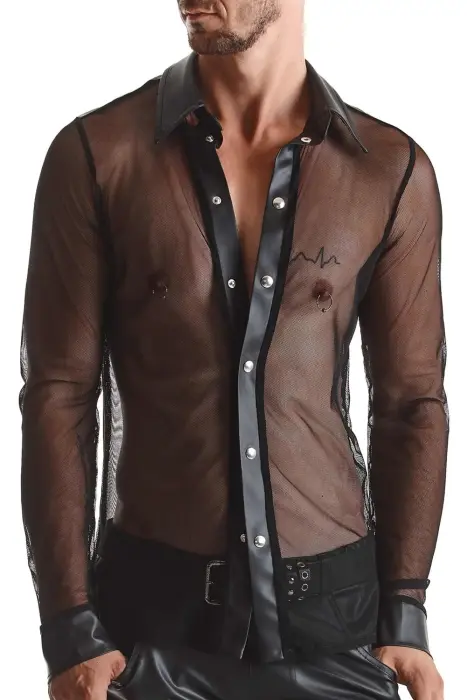RMCesare wetlook shirt – black – XXL
