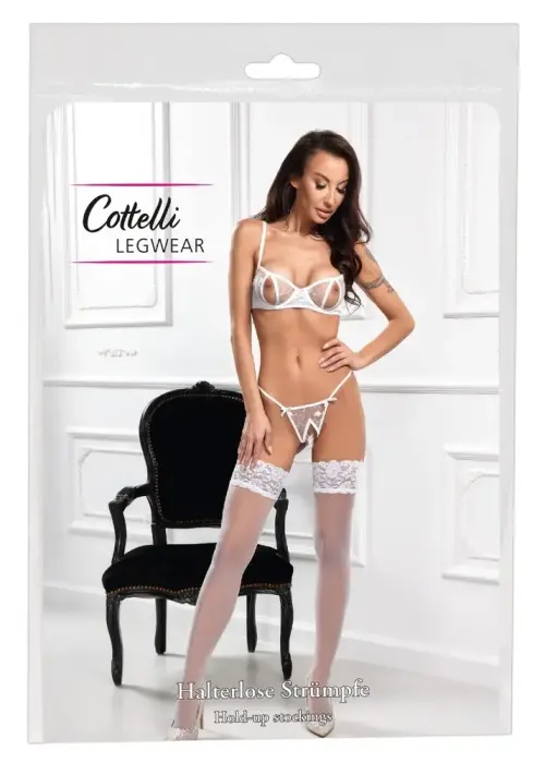 Cottelli Legware белые чулки до бедра 20 DEN – 5 – белые