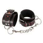 Faux Leather Heart-Stitched Handcuffs – Black/Red — Photo 2