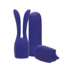 Pleasure Kits Temptation Collection – перезаряжаемая вибропуля + 2 силиконовые насадки – синяя — Фото 1