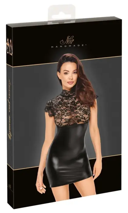 Noir платье с кружевом и Powerwetlook – чёрное – M
