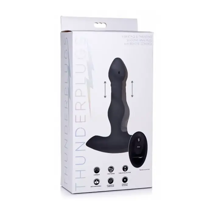 Vibrating and Thrusting Silicone Butt Plug with Remote Control – 18 cm (7″) – Pink