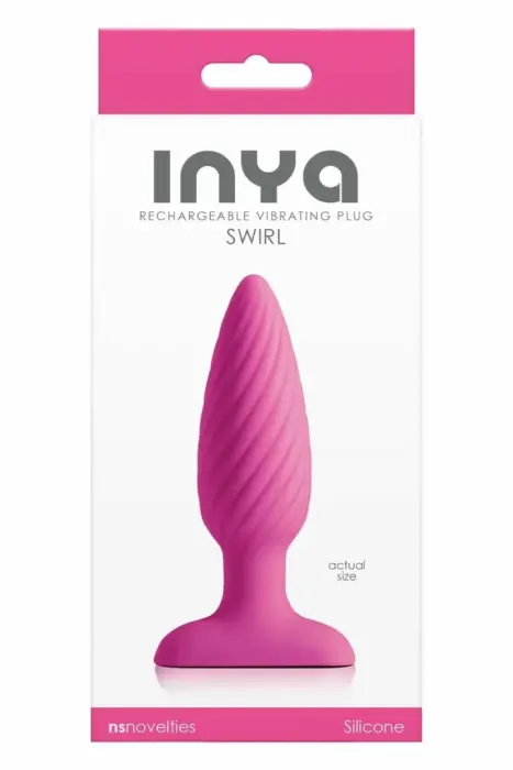 INYA Swirl Pink – вибрирующая ребристая пробка, 10 режимов, 10,7 см