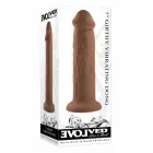 EVOLVED 7 Inch Girthy Vibrating Dildo – dark flesh – rechargeable silicone – suction cup — Photo 1