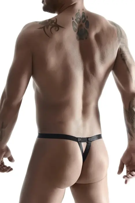 Vyriškas gumos komplektas – T-marškiniai su puošmenomis ir 2 porų stringai – juodas – XXL/XXXL Photo