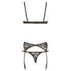 Cottelli Collection кружевной комплект бюстгальтера с открытыми чашечками 80C/M – чёрный, комплект из 3 предметов — Фото 5