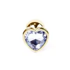 Plug-Jewellery Золотая анальная пробка с прозрачным камнем в форме сердца – 7 cm — Фото 1