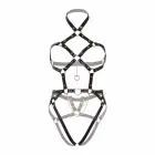 Leg Avenue Kink Heart Ring mākslīgās ādas siksnu bodijs – melns – M — Foto 2