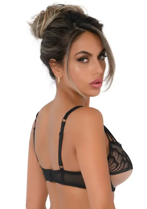 Unlined bra with faux underbust – Black – 75C