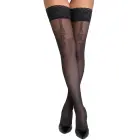 Cottelli Legware Flirt 3 melnas tīkliņa zeķes līdz augšstilbam ar mežģīņu jostu 40 DEN — Foto 2